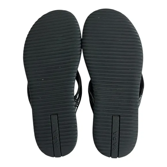 PRADA Flip Flops Black Patent Leather Sandals Women’s Slides Slip-on Shoes S 5.5