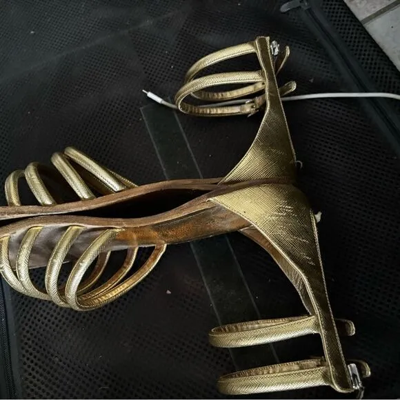 Prada gladiator sandals rope cuff shoe strap sandals ankle bracelet flats y2k