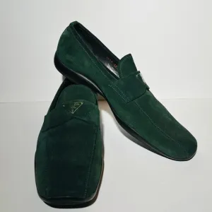 Prada Green Suede Loafers