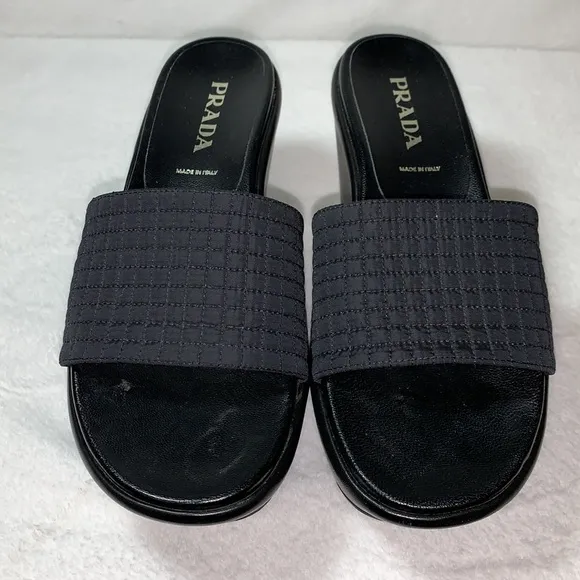 PRADA Nylon and Leather Platform Slide Women’s size 4 European 35