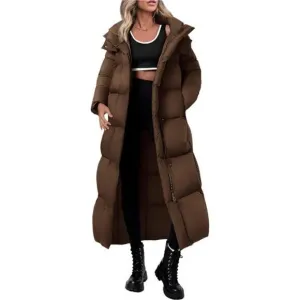 PRETTYGARDEN Women's Winter Long Puffer Coats Hooded Zip Up Casual Thickened