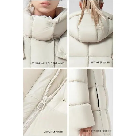 PRETTYGARDEN Women's Winter Long Puffer Coats Hooded Zip Up Casual Thickened