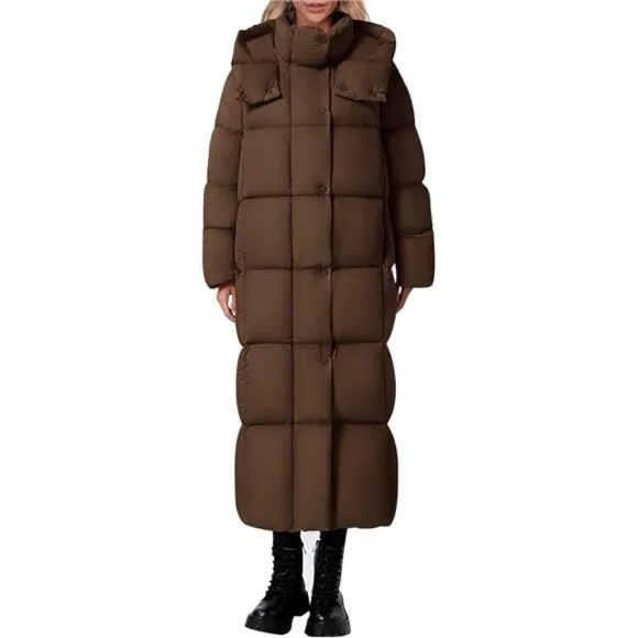 PRETTYGARDEN Women's Winter Long Puffer Coats Hooded Zip Up Casual Thickened