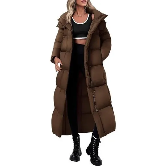 PRETTYGARDEN Women's Winter Long Puffer Coats Hooded Zip Up Casual Thickened