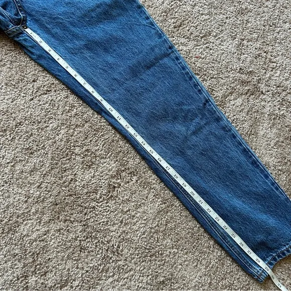 Princess Polly Holly Asymmetric Straight Leg Mid Wash Cotton Denim Jeans Size 2