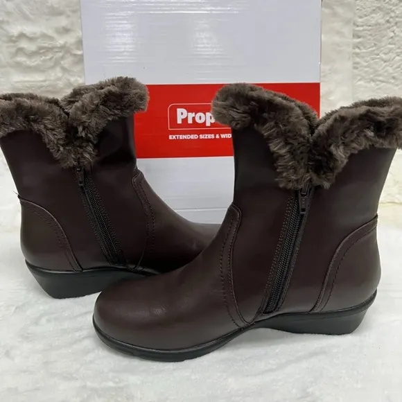 Propet Womens Waylynn Brown Ankle Boots Cold Weather 6.5