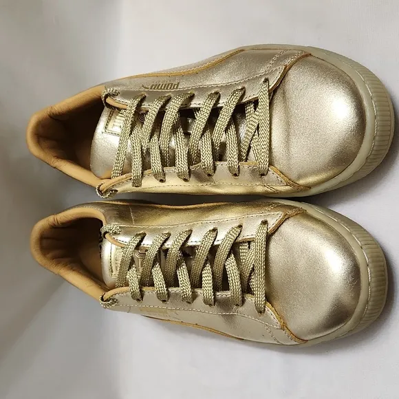 Puma Suede Classic 50th Anniversary Metallic Gold sneakers (mens size 9.5)