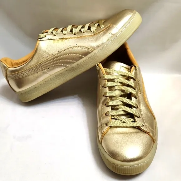 Puma Suede Classic 50th Anniversary Metallic Gold sneakers (mens size 9.5)
