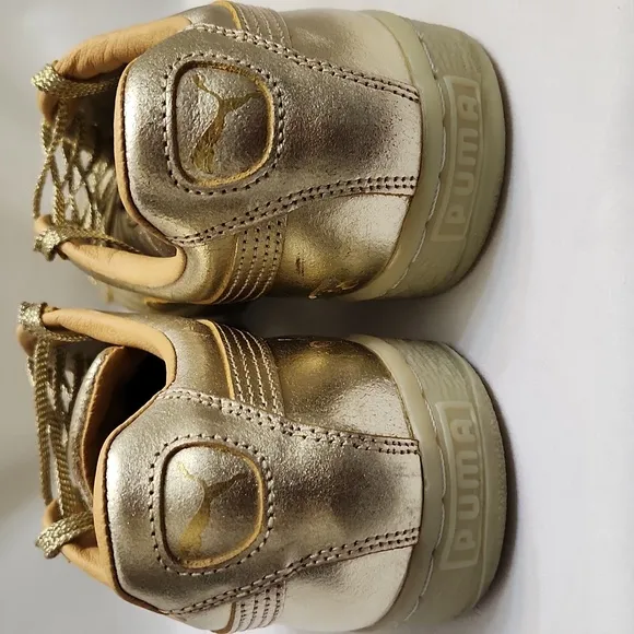 Puma Suede Classic 50th Anniversary Metallic Gold sneakers (mens size 9.5)