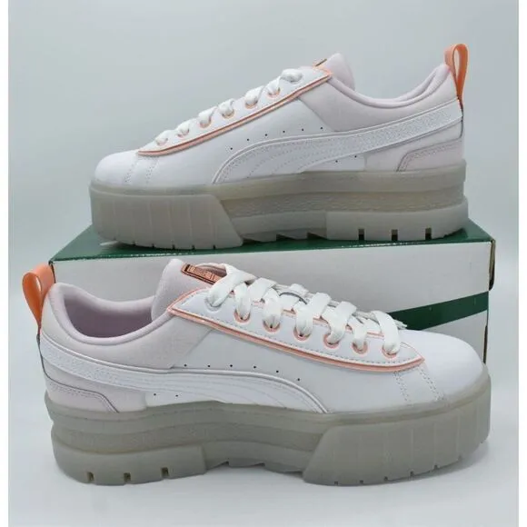 Puma Women Size 9 Mayze White Peach Pink Summer Camp Platform Fashion Sneakers
