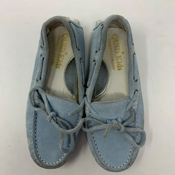 Quid Kids blue suede driver shoe loafer slip on
