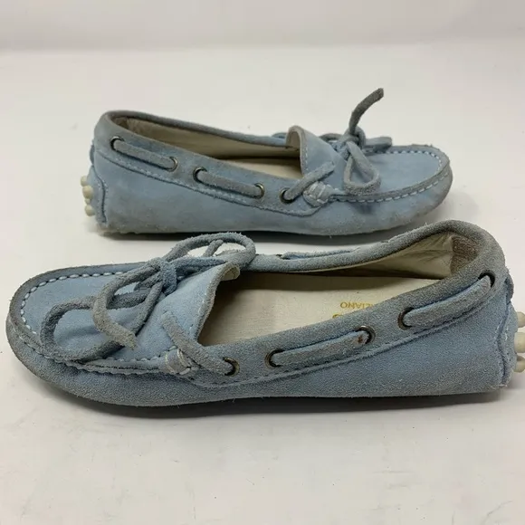 Quid Kids blue suede driver shoe loafer slip on