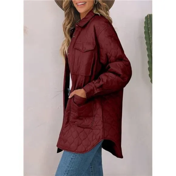 Quilted Jackets for Women Lightweight Long Sleeve Button Down Puffer