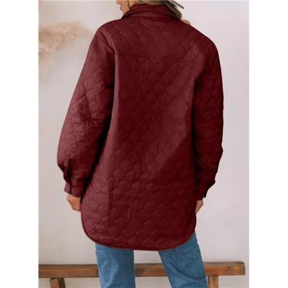 Quilted Jackets for Women Lightweight Long Sleeve Button Down Puffer
