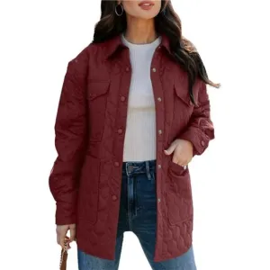 Quilted Jackets for Women Lightweight Long Sleeve Button Down Puffer