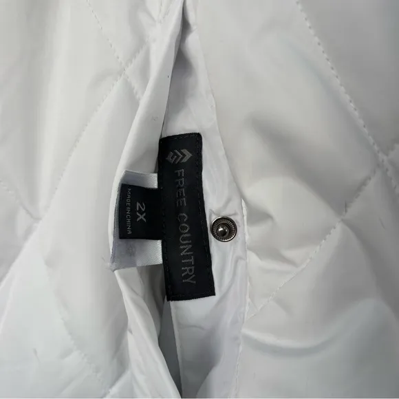 Quilted Puffer Coat With Hood Warm Sherpa Fleece Lined Hooded White Plus Size 2X