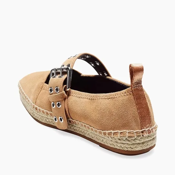 Rag &amp; Bone 36 Anteros Buckle-Detailed Suede Espadrilles in Oak Brown
