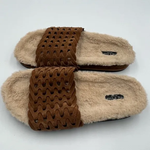 Rag &amp; Bone Bailey Suede Sherpa-Lined Slides