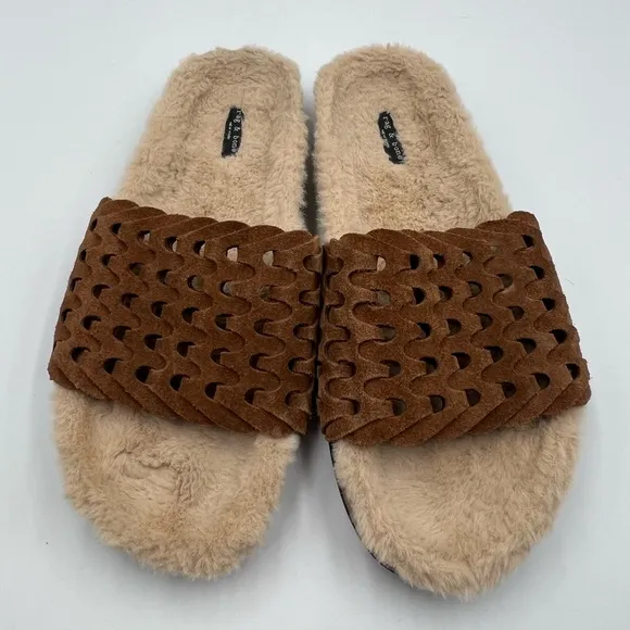 Rag &amp; Bone Bailey Suede Sherpa-Lined Slides