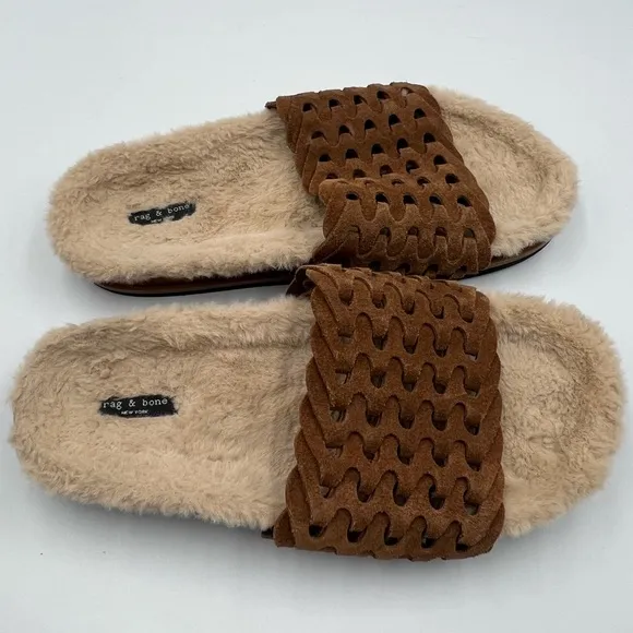 Rag &amp; Bone Bailey Suede Sherpa-Lined Slides