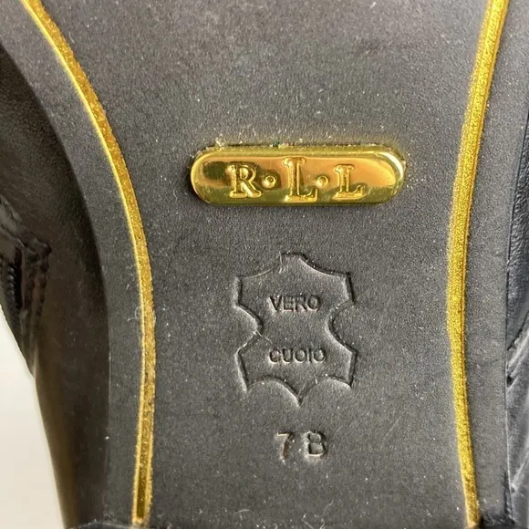 Ralph Lauren Georgianne Side-Buckle Black Leather Boots