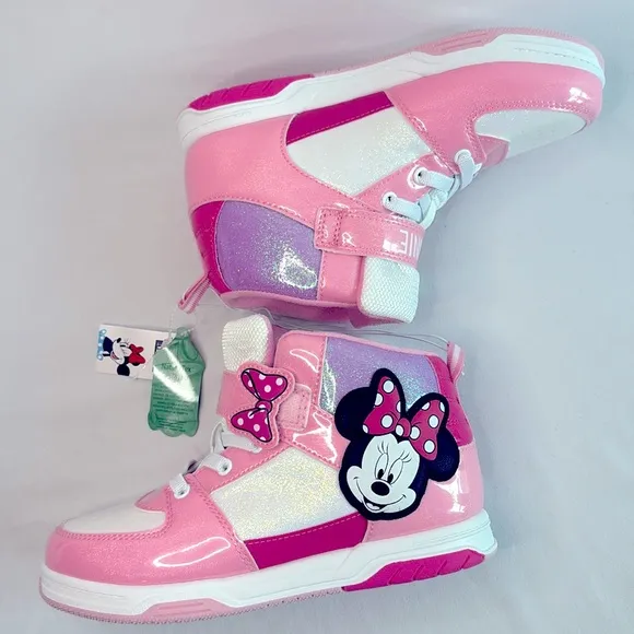 🆕RARE Disney Ltd Edition Minnie Mouse Icon Glitter Sparkle 🎀 High-Top Sneakers