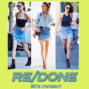 RE/DONE 90s Mini Skirt in faded blues denim Size 28/6