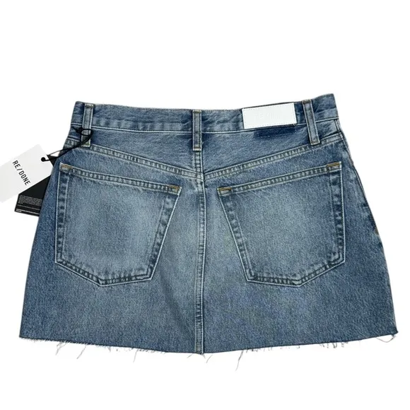 RE/DONE 90s Mini Skirt in faded blues denim Size 28/6