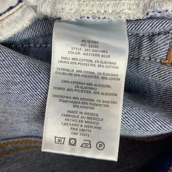 RE/DONE 90's Orginals Ultra High Rise Skinny - Western Blue - Size 26