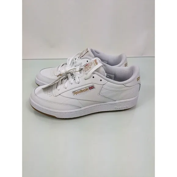 Reebok Club C 85 Men's Size 9 Athletic Sneaker Tennis White/Gold Shoe Trainers