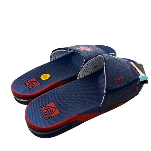 REEF NWT Fanning Chicago Cubs MLB Slides Red Blue Men's Size 11