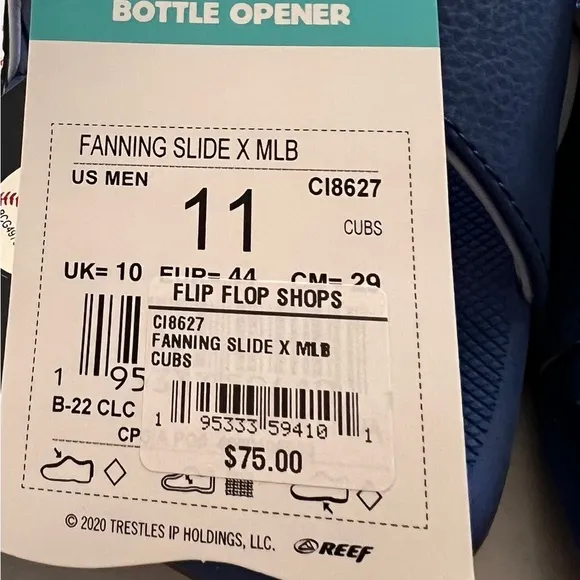 REEF NWT Fanning Chicago Cubs MLB Slides Red Blue Men's Size 11