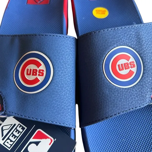 REEF NWT Fanning Chicago Cubs MLB Slides Red Blue Men's Size 12