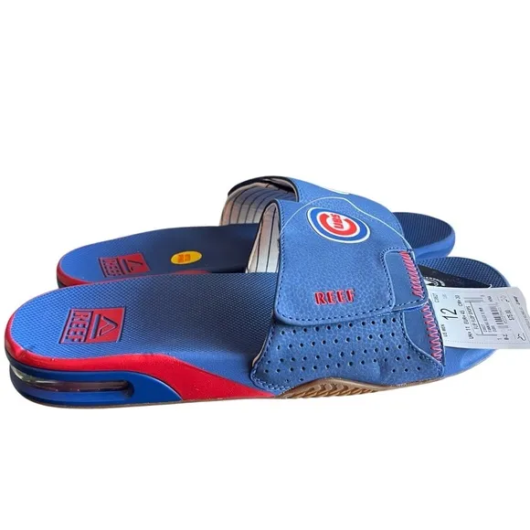 REEF NWT Fanning Chicago Cubs MLB Slides Red Blue Men's Size 12