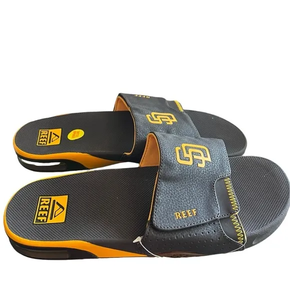 REEF NWT Fanning San Diego Padres MLB Slides Brown Gold Men's Size 12