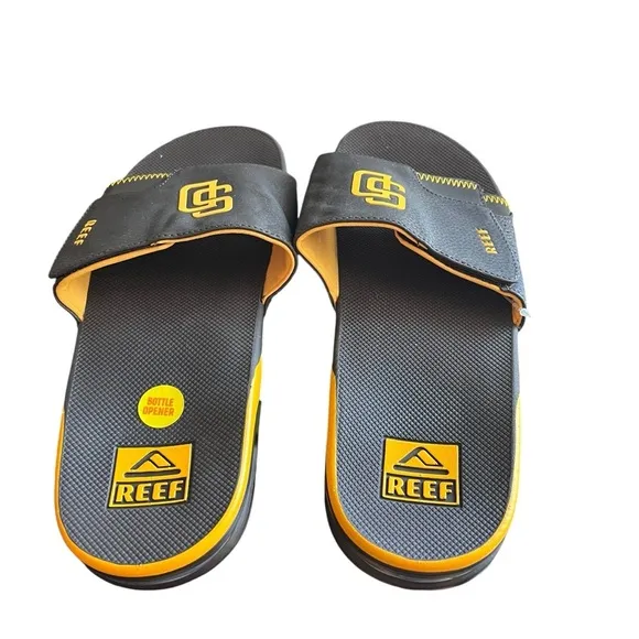 REEF NWT Fanning San Diego Padres MLB Slides Brown Gold Men's Size 12