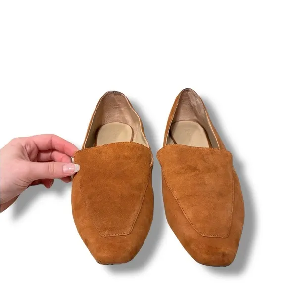 Reformation Bonnie Brown Spice Suede Squaret Toe Contemporary Loafers Size 9.5