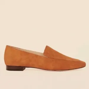 Reformation Bonnie Brown Spice Suede Squaret Toe Contemporary Loafers Size 9.5