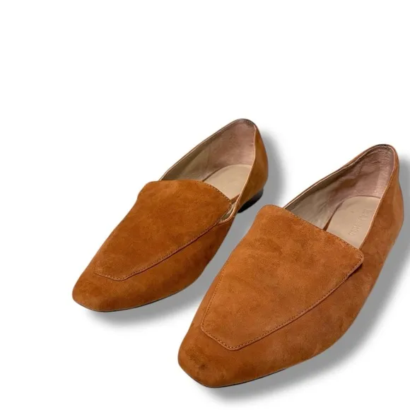 Reformation Bonnie Brown Spice Suede Squaret Toe Contemporary Loafers Size 9.5