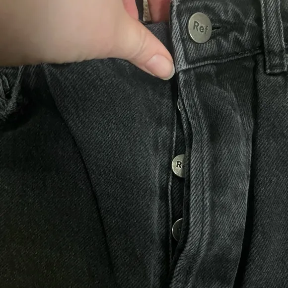 Reformation‎ Women's Cynthia High Rise Lagoon Destroyed Black Jeans- Size 26