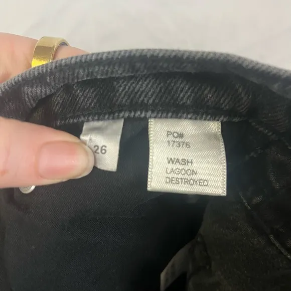 Reformation‎ Women's Cynthia High Rise Lagoon Destroyed Black Jeans- Size 26