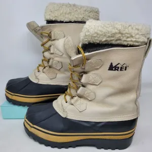 REI Pac Snow Boots Mens Sz 8 Tan Leather Liners Winter Work Hunting Korea 99%