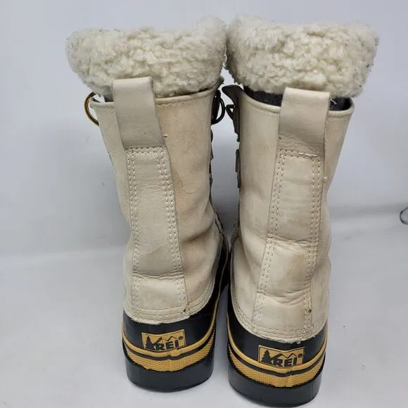 REI Pac Snow Boots Mens Sz 8 Tan Leather Liners Winter Work Hunting Korea 99%