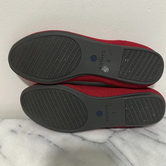 Rothy's Bright Red Slip On Ballet Flats Size 8 Comfort Travel Casual Classic
