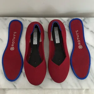 Rothy's Bright Red Slip On Ballet Flats Size 8 Comfort Travel Casual Classic