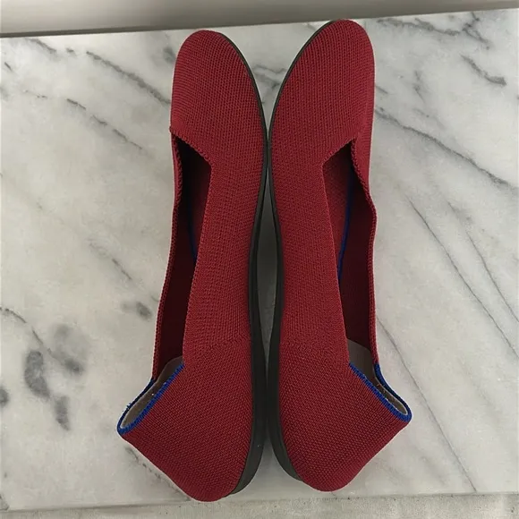 Rothy's Bright Red Slip On Ballet Flats Size 8 Comfort Travel Casual Classic