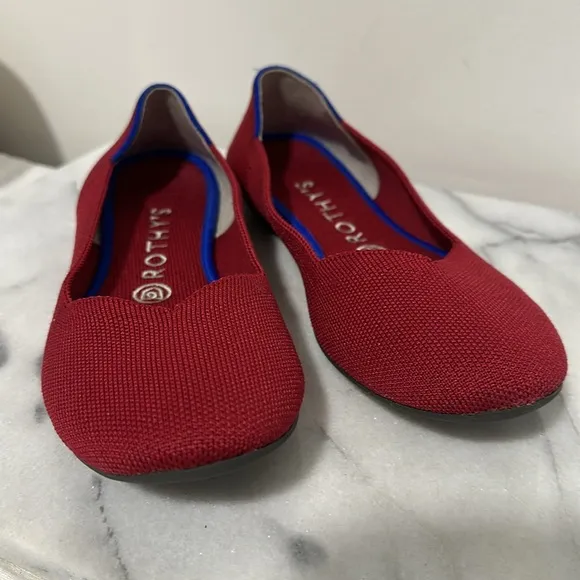 Rothy's Bright Red Slip On Ballet Flats Size 8 Comfort Travel Casual Classic