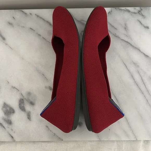 Rothy's Bright Red Slip On Ballet Flats Size 8 Comfort Travel Casual Classic