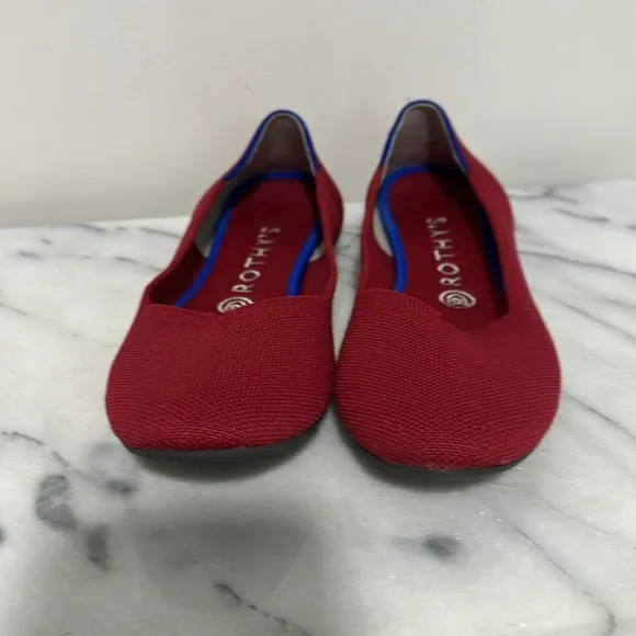 Rothy's Bright Red Slip On Ballet Flats Size 8 Comfort Travel Casual Classic