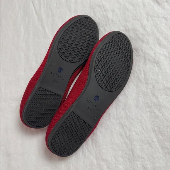 Rothy's Bright Red Slip On Ballet Flats Size 9.5 Comfort Travel Casual Classic